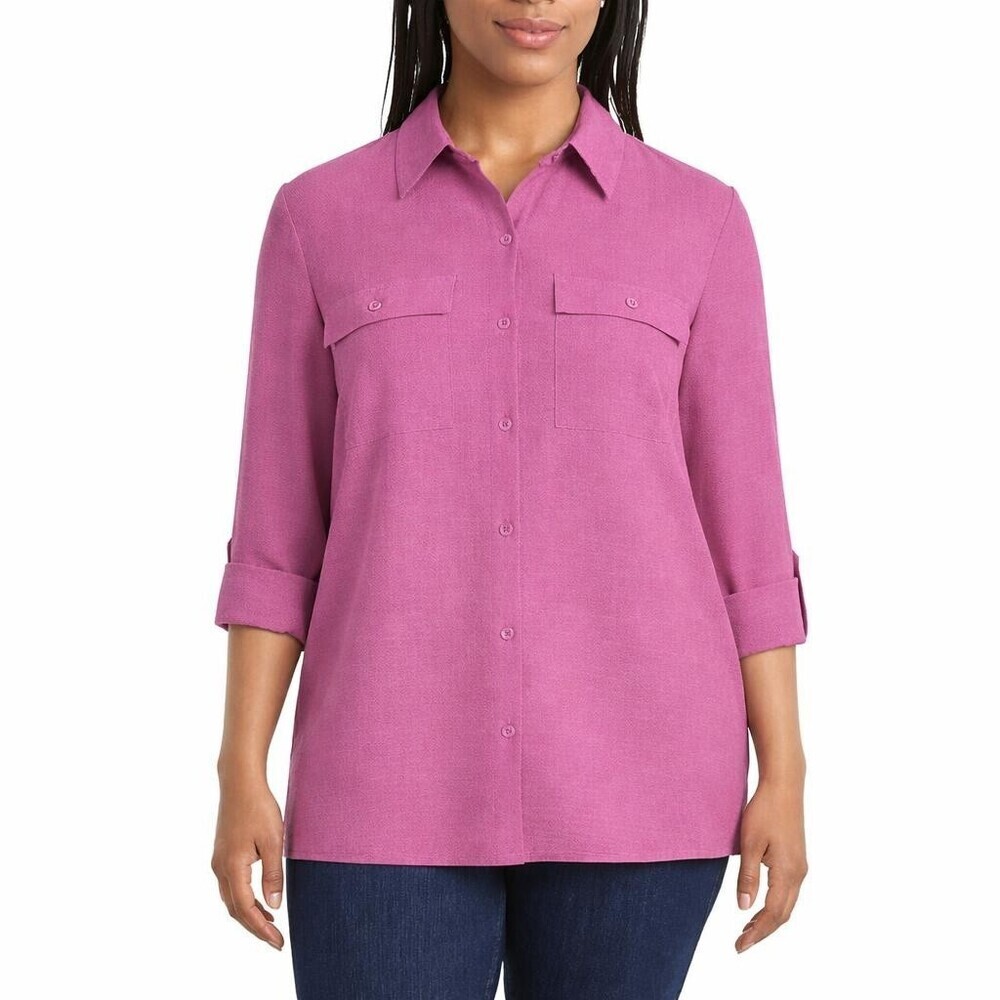 Hilary Radley Women's XXL Blouse Dark Pink H0621